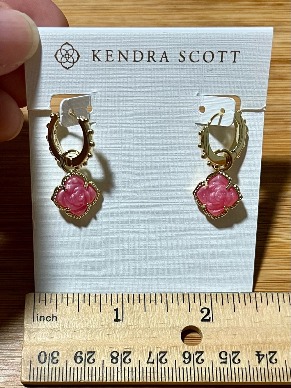 Kendra Scott Mallory Rose Huggie Earrings Gold Tone & Pink Blush Mother of Pearl